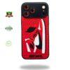 Custom Nike Air Jordan-themed phone case for iPhone with vibrant red background.