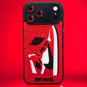 Phone case featuring Nike Air Jordan sneakers and "Just Do It" slogan.